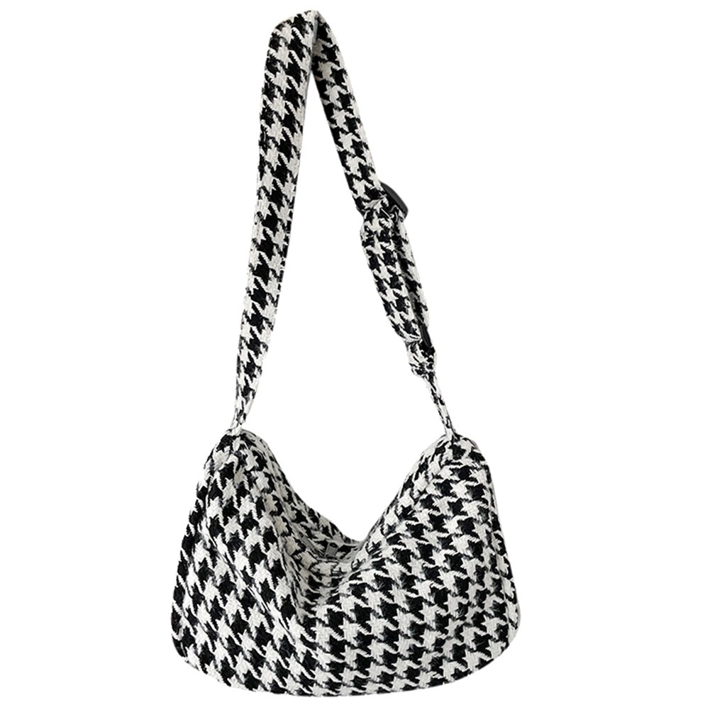 Simplesmente peito saco na moda xadrez topo-alça de viagem lona houndstooth ombro pequenas bolsas para mulher 2020: WHITE