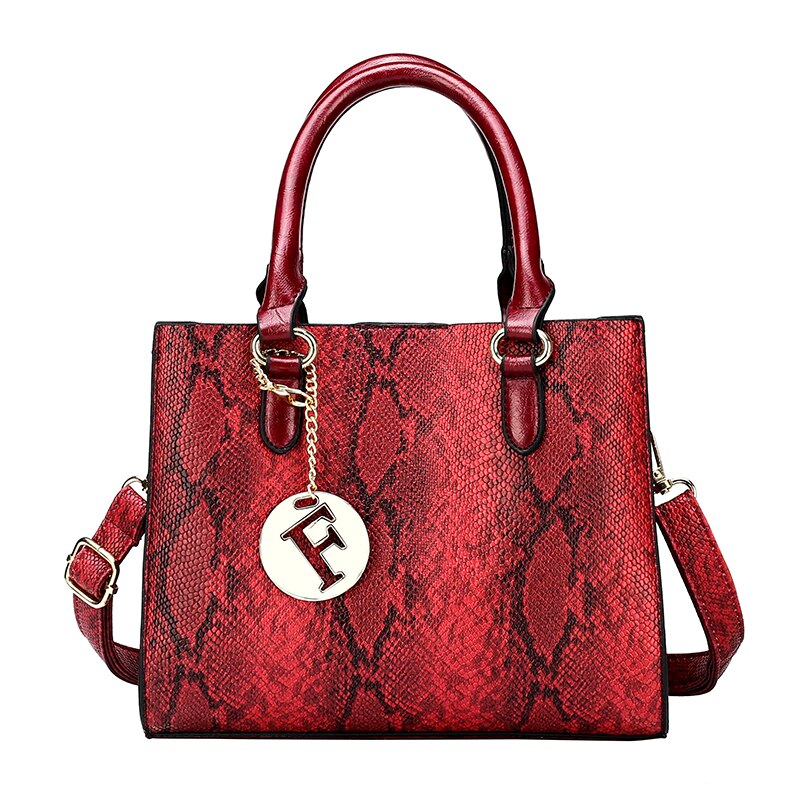 Solid color Pu Leather Serpentine Shoulder Bags for Women Ladies Crossbody Bag Sac A Main: Wine Red