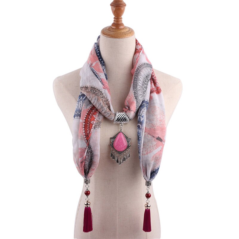 Runmeifa luksus tørklæde halskæde smykker vedhæng dekoration bomuld harpiks kvast tørklæder