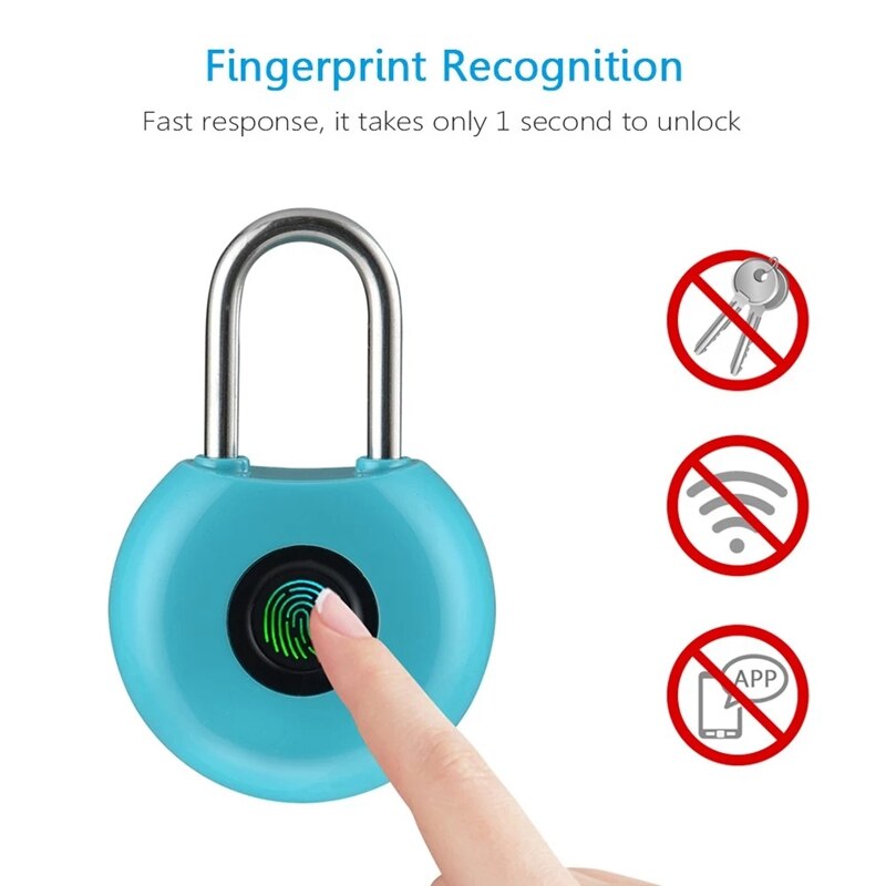 20 Groups Fingerprint Padlock Fingerprints Rechargeable Modern Locks for Lockers Bags Bicycle