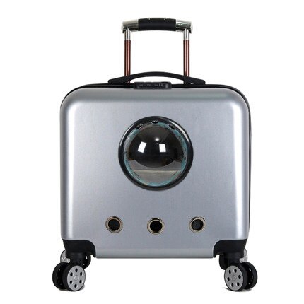 zwierzę domowe wózek Kot na wolnym powietrzu przenośny transport walizka kapsułka zwierzę domowe uniwersalny koło oddychający o dużej pojemności przewoźnik dla kota: srebro