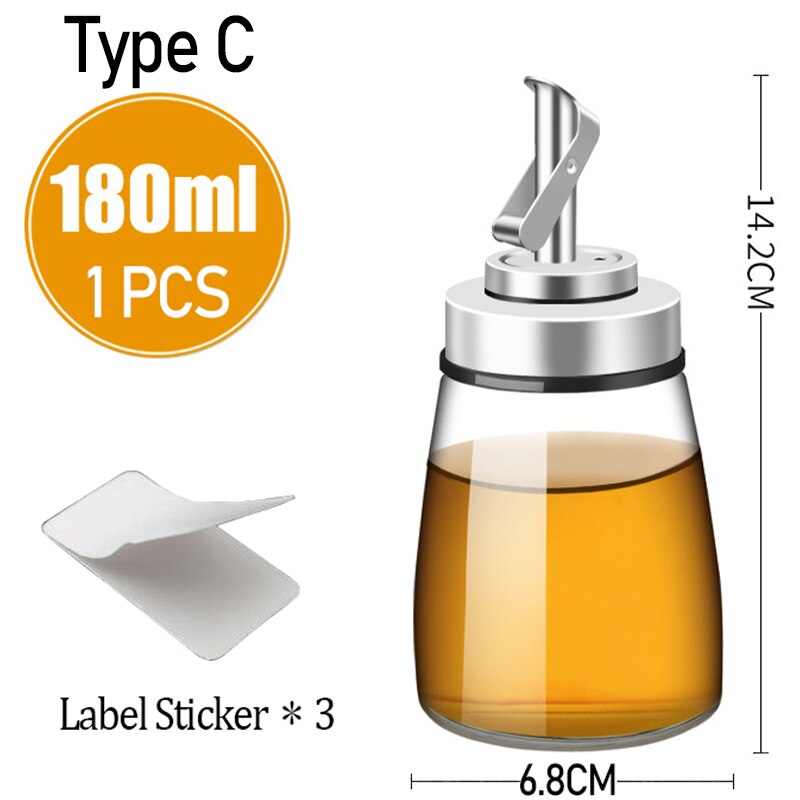 Mini Cooking Seasoning Bottle Oil Dispenser 180ML Sauce Olive Oil Botella Glass Bottles for Vinegar Kitchen Tool Accessories: Type C  1 pc