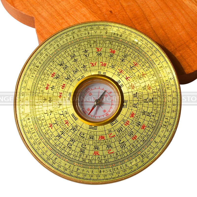 Fengshui kinesiskt forntida harts luopan kompass kopparaktig yta luo jing yi utarbeta luo pan 10cm