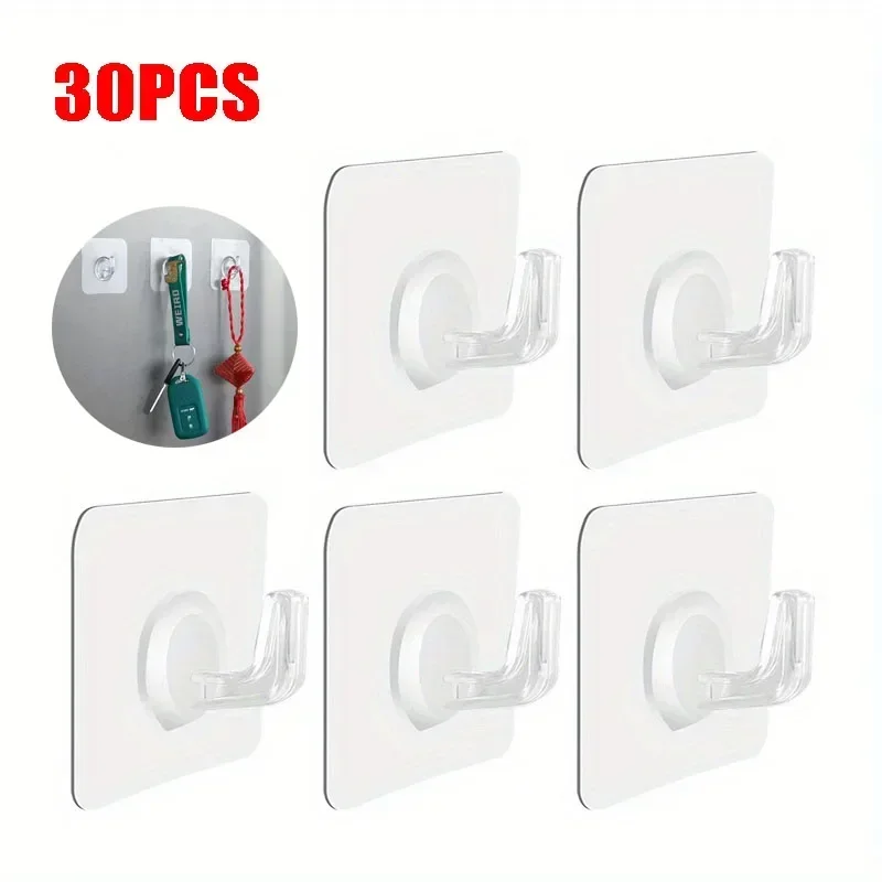 30 Uds gancho adhesivo para colgar ganchos adhesivos fuertes colgador de almacenamiento de llaves para cocina baño puerta pared ganchos de pared multifunción: Caqui oscuro