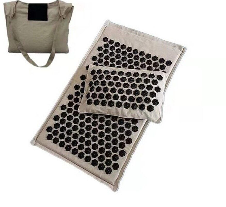 Estera de acupresión con pinchos, colchoneta de lino, palma de coco, para Yoga, cojín deportivo con bolsa, estera de acupresión con puntas de loto