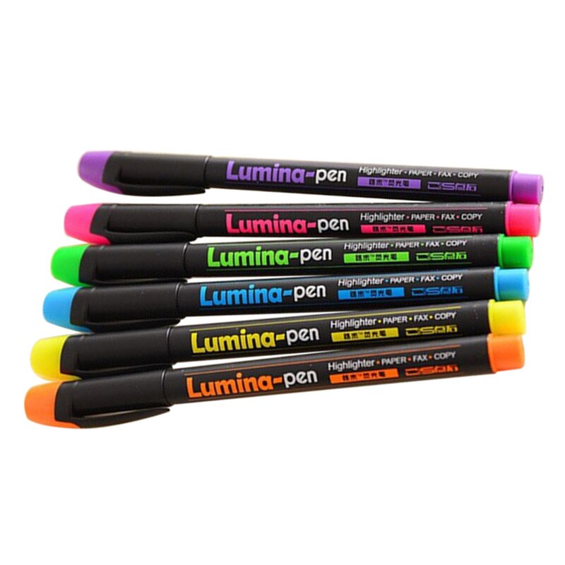 6 Stks/partij Lumina Pennen Highlighter Voor Papier Kopie Fax Diy Tekening Marker Pen Briefpapier Office Materiaal Schoolbenodigdheden