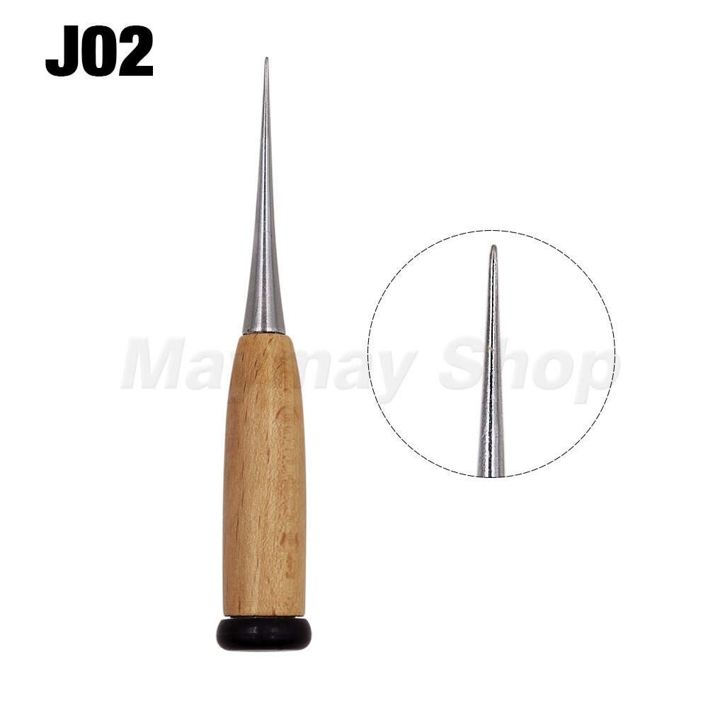 Drewniany uchwyt Szydło Dziurkacz do skóry Szydło Dziurkowanie Narzędzie do szycia Narzędzie do szycia DIY Ręcznie robione igłowanie Narzędzie do naprawy butów: Pure white