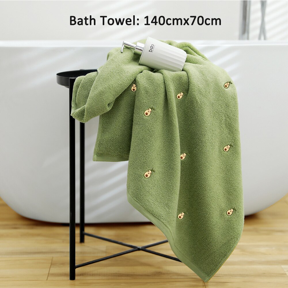 Handdoeken Voor Volwassenen Droog Haar Wassen Gezicht Handdoek Avocado Microfiber Zachte Absorberende Badkamer Grote Sneldrogende Katoen Dikke Badhanddoeken: Green  140x70cm