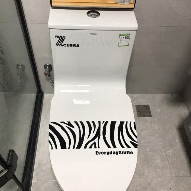 Zebra Cartoon PVC Waterproof Toilet Sticker Nordic Funny Animal Wall Decor Bathoom Home Decoration Removable Wallpaper: zebra pattern