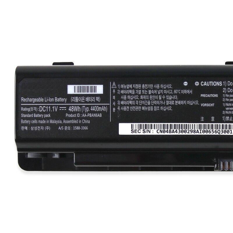 Original Laptop Battery for Samsung P200 P210 P230 P400 200B 400B 600B NP200B AA-PBAN6AB AA-PLAN6AB AA-PLAN9AB 48Wh 66Wh 100Wh: 11.1V 48Wh 4400mAh