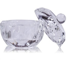 1Pc Glas Crystal Bowl Cup Dappenglaasje Acryl Clear Acryl Q-Tip Opslag Houder Box Cosmetische Make-Up Case