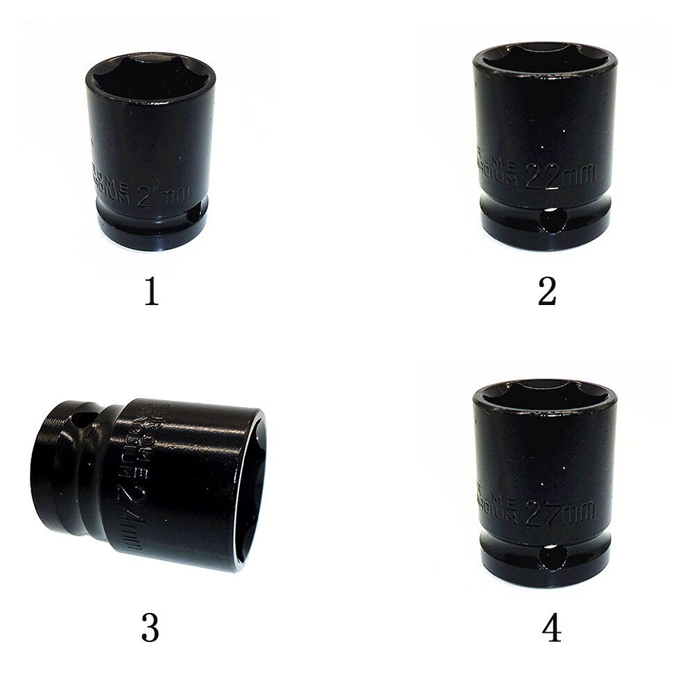 21/22/24/27mm chrome-vanadium steel Impact Socket 1/2" Square Drive 6 Point Metric Sockets Wrench Air Tool Black