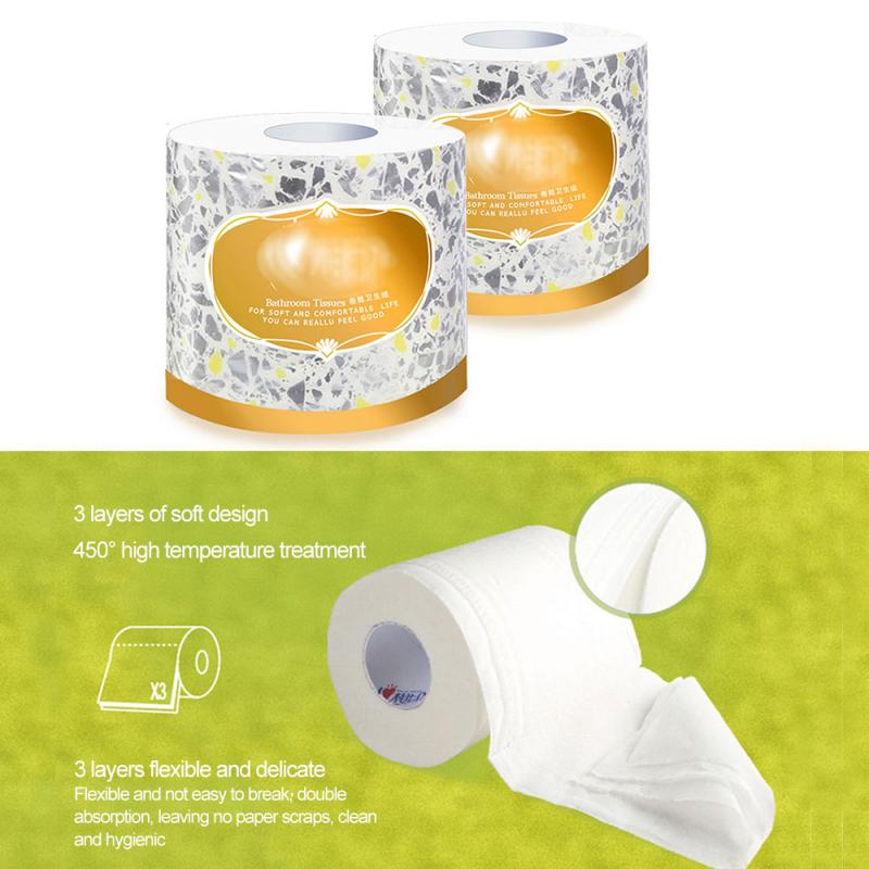 1Roll Rolled paper core toilet paper Three-layer household toilet paper Bulk Bath Tissue Toilet Household Bathroom Paper Tissue