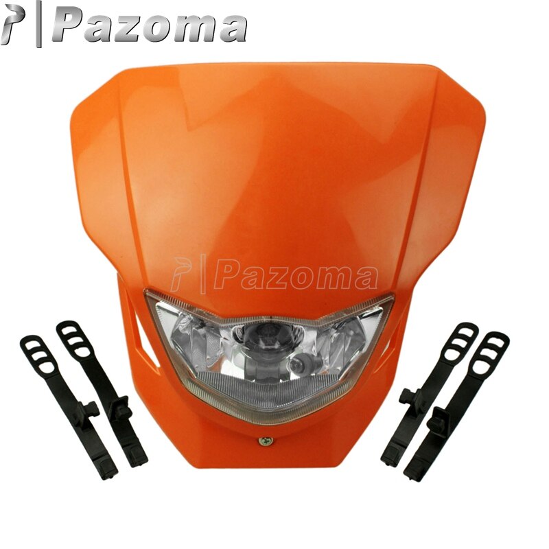 Pazoma – phare universel blanc pour motos, pour Honda CRF XR Yamaha WR YZ Suzuki DR DMZ Kawasaki KLX KX 250 450, 12V: Orange