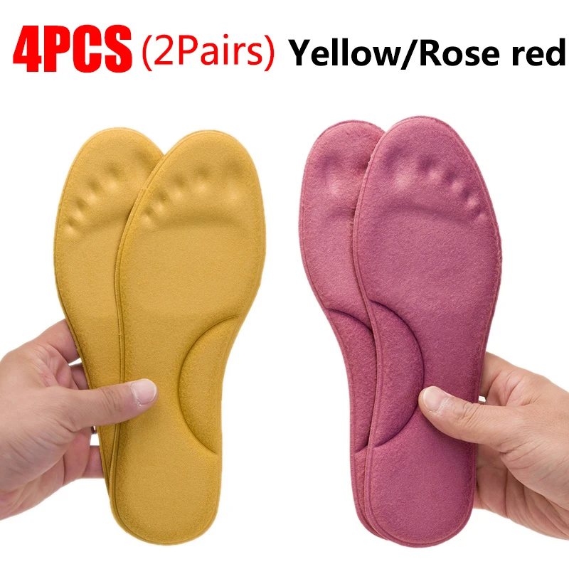 2Pairs Self Heating Insoles Thermostatic Thermal Insole Massage Memory Foam Arch Support Shoe Pad Heated Pads Winter Men Women: Clear / 4.5