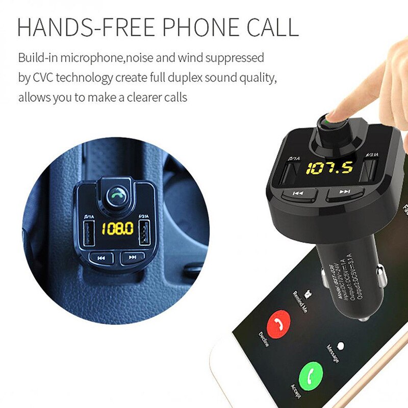 Coche Bluetooth adaptador de Radio inalámbrico cargador USB con LCD MP3 transmisor FM reproductor de manos libres compatible con cargo mientras escuchando a la canción