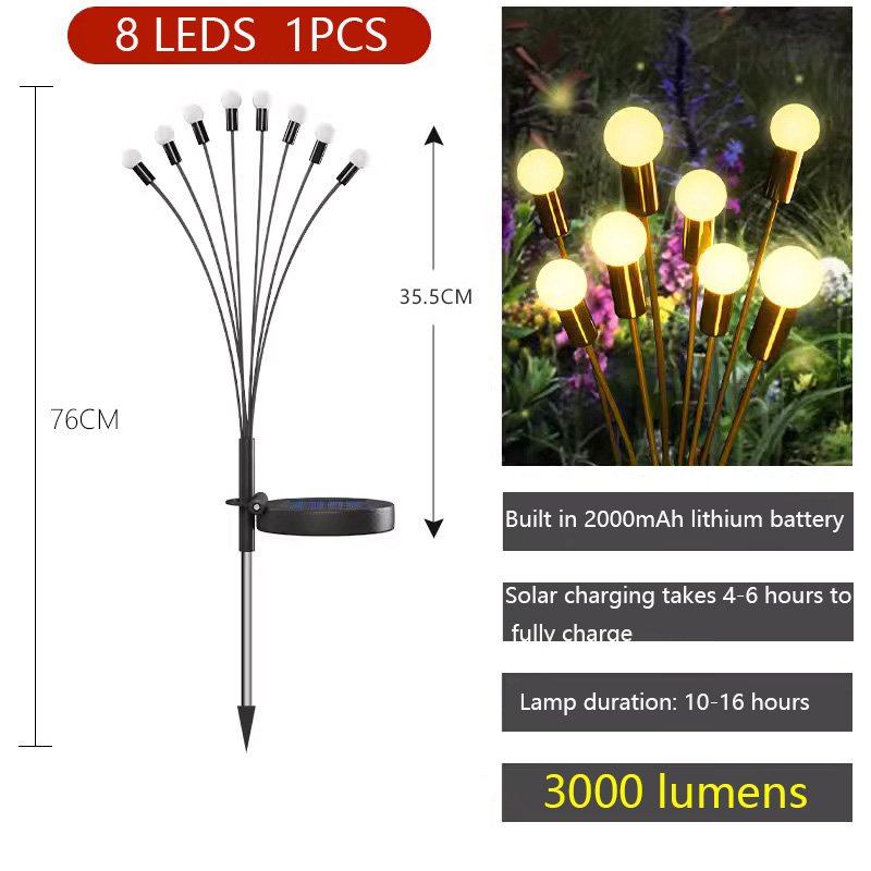 Super LED Solar Garden Lights Powered Firefly Lights Outdoor Waterproof Vibrant Garden Lights for Patio Pathway Decoration,Warm: ROSE