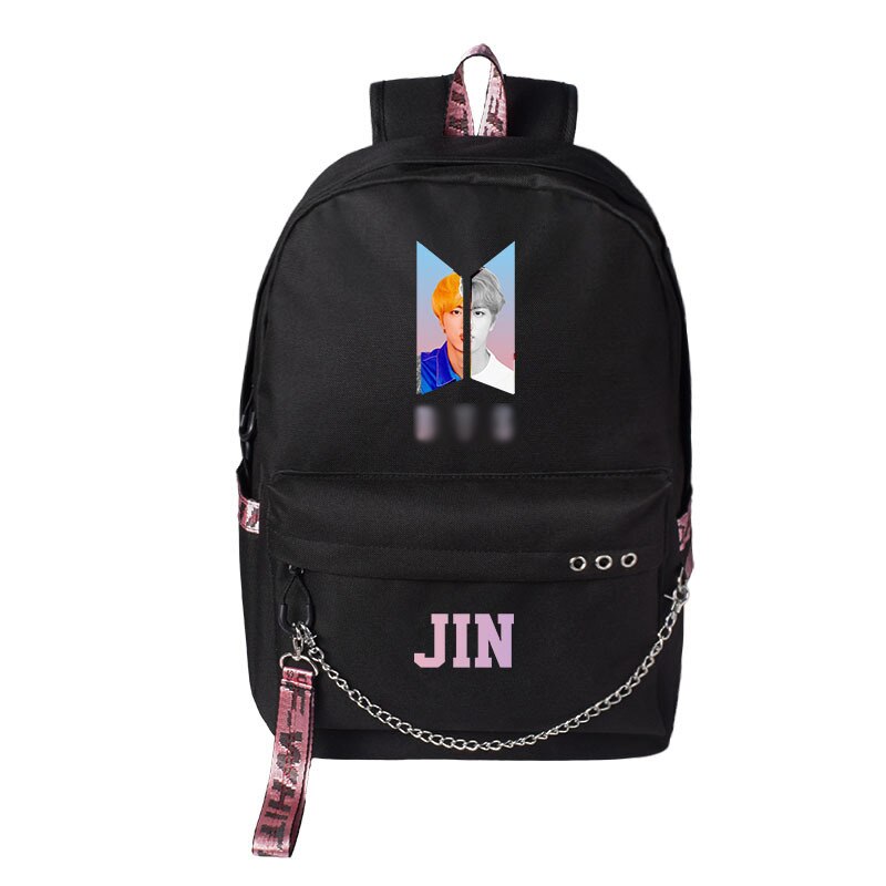 Sac à dos coréen sacs d'école pour filles garçons adolescent Cool personnalité Fans orchestre sac à dos pour adolescent filles USB Charge: JIN