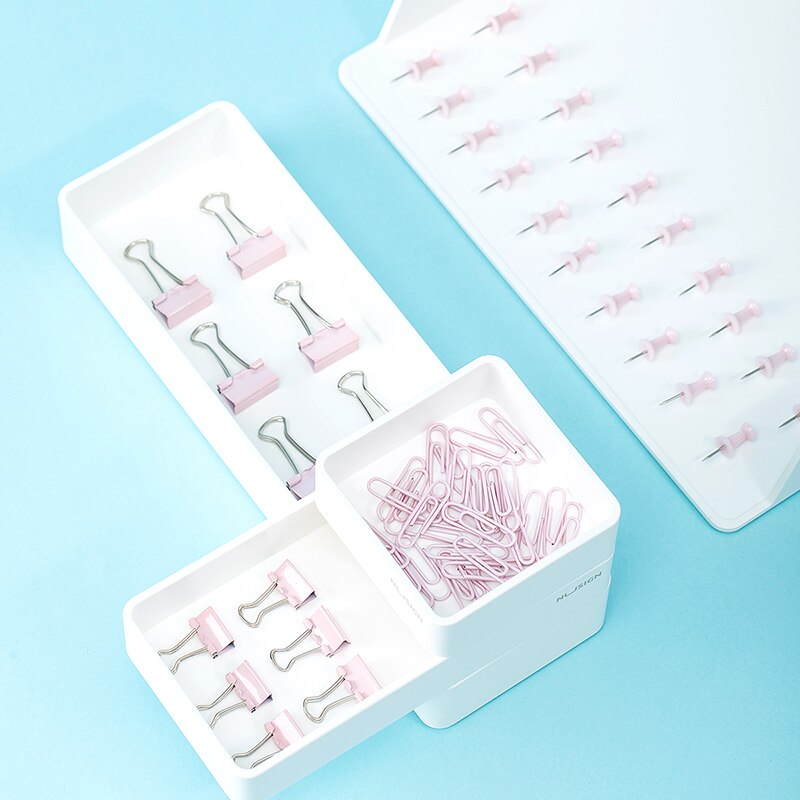 1 Pack Rose Gold Office Combination Push Pin Paper Clip Ticket Holder Desktop Gadget Metal Multi-Function Clip Deli 78551