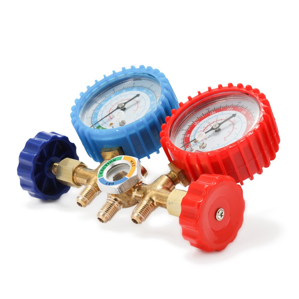 Calibro collettore diagnostico AC Set manometro refrigerante a 3 vie per refrigeranti R134A R12 R22 R502 con accoppiatore e adattatore