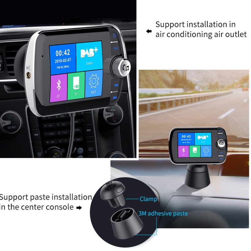 Jilang Car Radio DAB+ Radio Tuner Digital Broadcasting Receiver with FM Transmitter Converter Plug and Play Adaptor USB Charger