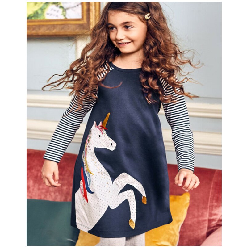 Langarm Kinder Kleider Für Mädchen Einhorn Vestidos Kinder Winter Party Kleid Baby Mädchen Kleidung Tier Cartoon Kostüm