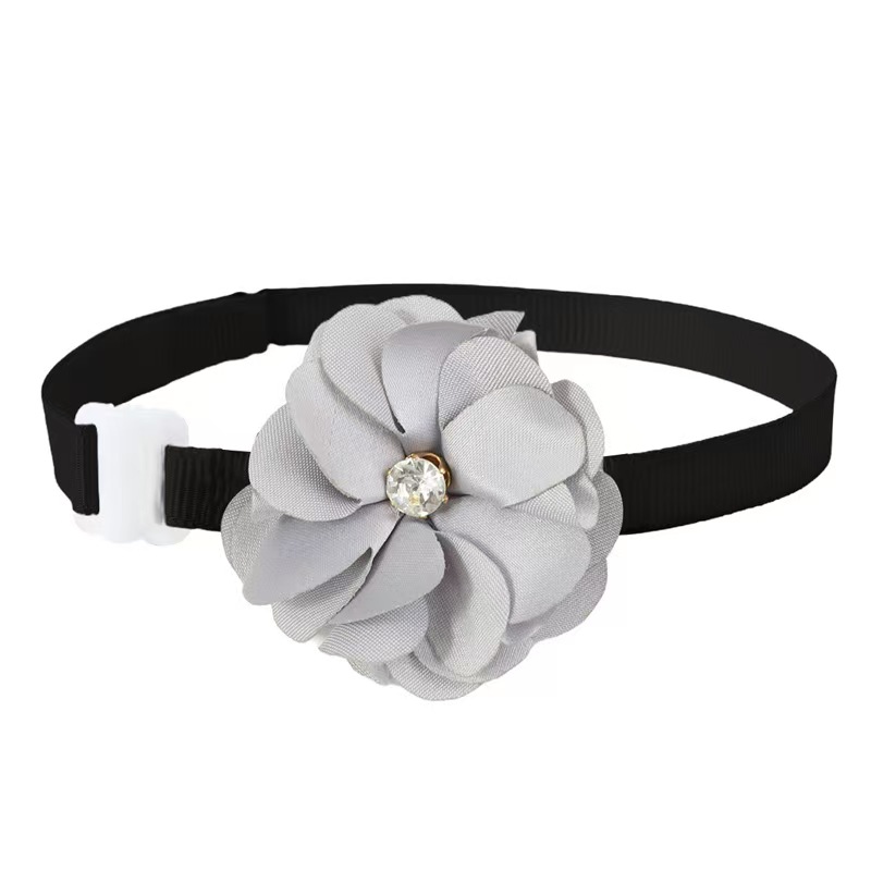 1/6 Uds. Collares para perros hechos a mano, pajaritas ajustables con flores para perros, corbatas de encaje para perros, pajaritas para mascotas, accesorios de aseo para perros: Blanco