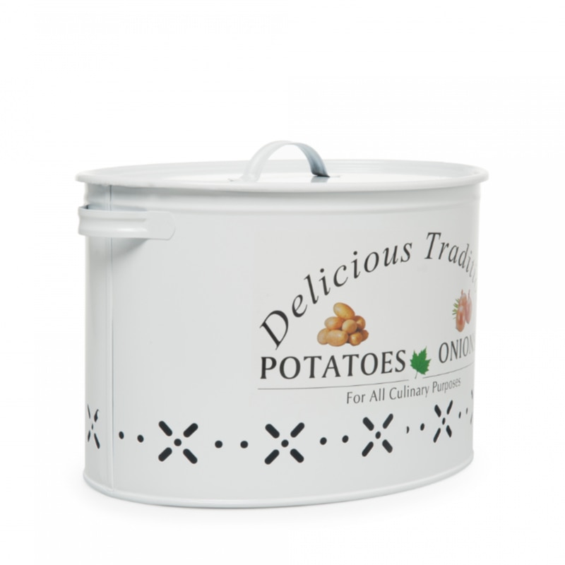 Verse Aardappel Ui Opslag Thuis Keuken Restaurant Moderne Decoratieve Metalen Container Doos Met Twee Compartimenten 18 Liter