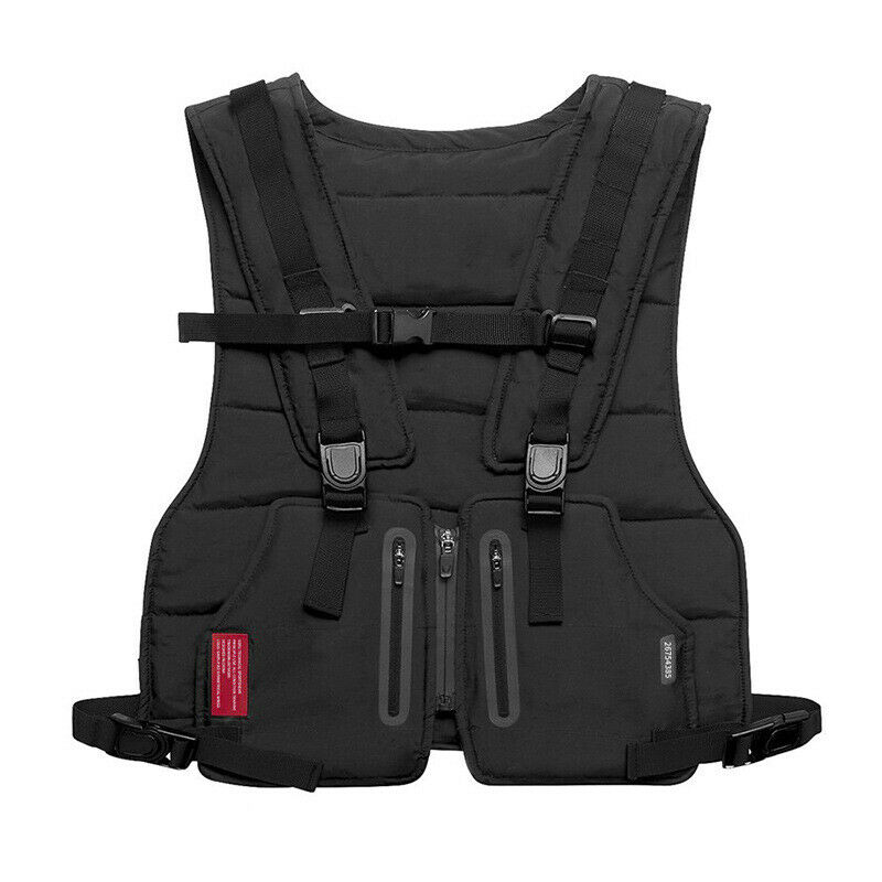 Multi-function Vest Outdoor Sports Fitness Men Protective Tops ZJ55: black