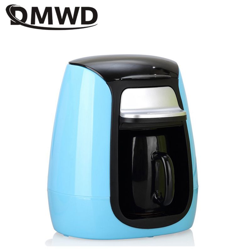 DMWD 1 Cup / 2 Cups Mini Drip Type Coffee Machine Automatic American Coffee Maker With Ceramic Mug Cup Home Tea Maker 220V