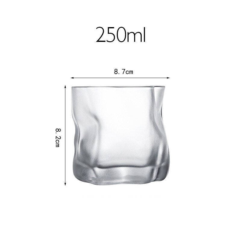 Whisky glas krumme whisky tumbler briller uregelmæssige folder verre vodka kopper personlighed brandy snifters iced whisky rock glas: Mat 250ml
