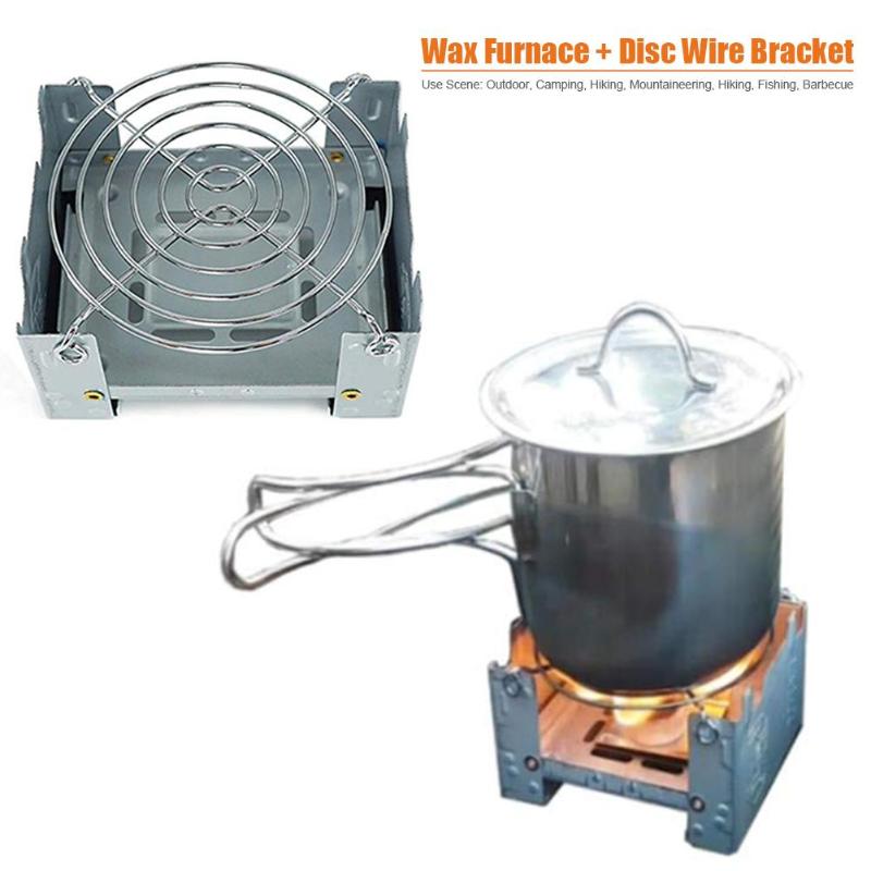 Portable Camping Wood Stove Outdoor Camping Foldable Wax Furnace with Stainless Steel Disc Wire Bracket