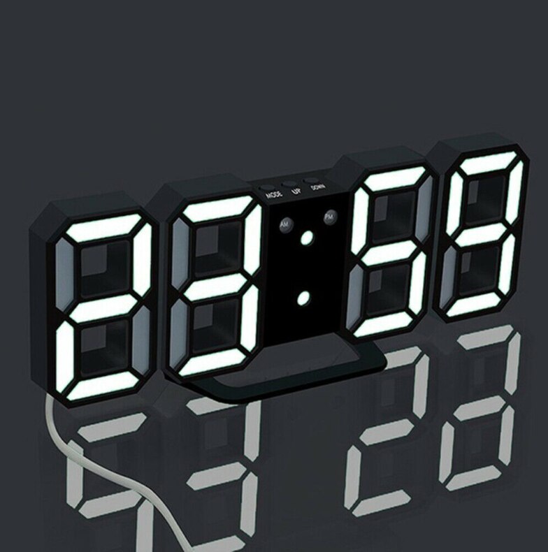 Led digital veggklokke alarm dato temperatur automatisk bakgrunnsbelysning bord skrivebord hjemmeinnredning stativ henge klokker