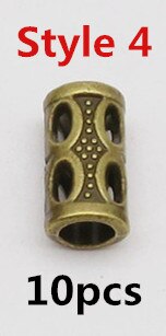 10 Stks/pak Brons Viking Verschillende 10 Stijlen Haar Vlecht Dread Baard Dreadlock Kralen Ringen Buis Voor Haar Accessoires: 10pcs Style 4