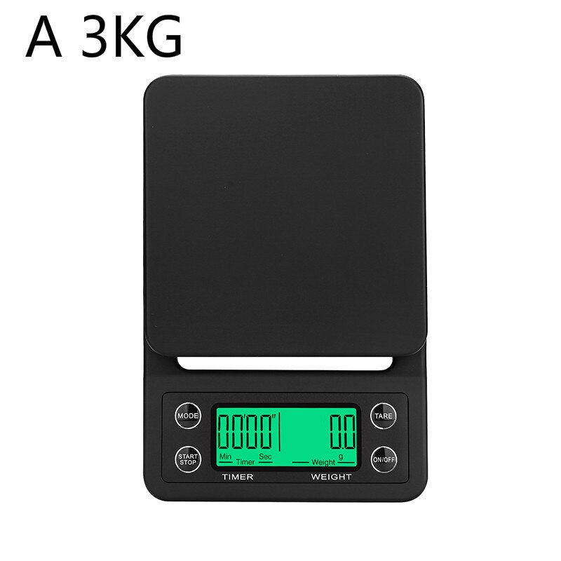 Drypp kaffe skala med tidtaker bærbar elektronisk digital kjøkkenvekt med høy presisjon lcd elektroniske vekter 3kg/0.1g 5kg/0.1g: A 3kg