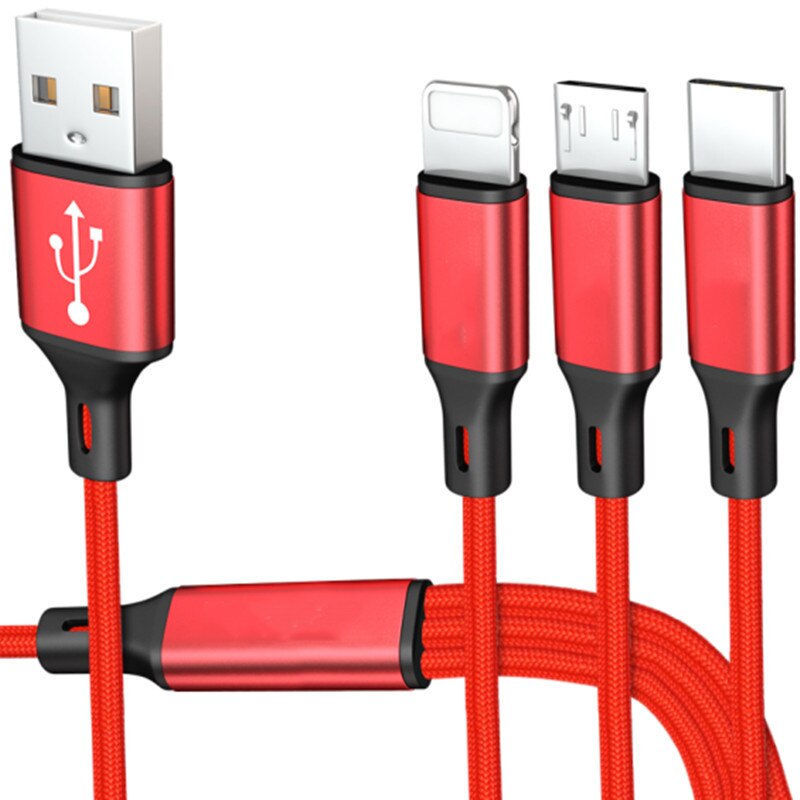3 em 1 usb cabo de carga rápida 2.5a para carregador micro cabo usb para android usb e tipo-c cabo de carregamento rápido portátil cablei