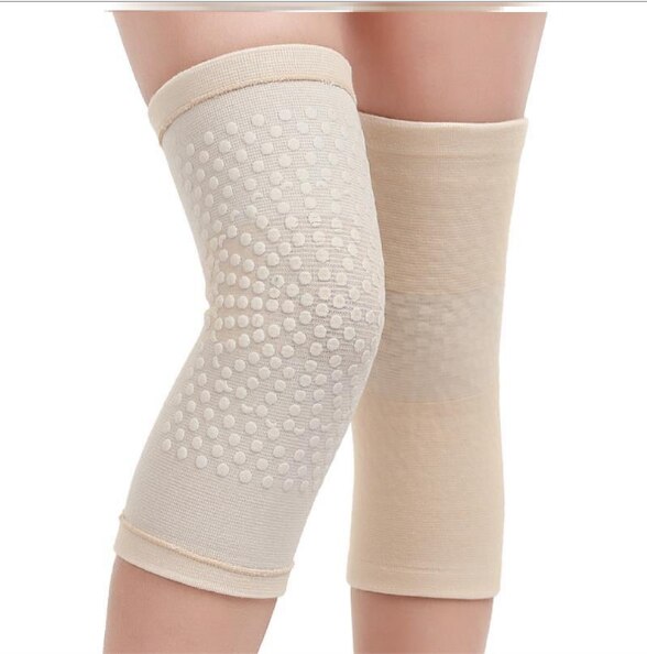 2 uds almohadillas de apoyo de autocalentamiento para rodilla soporte de rodilla alivio de la artritis dolor masajeador hombres mujeres protectores de rodilla para mantener: Beige / M