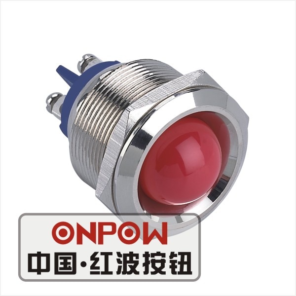 ONPOW 25mm Overkoepelde Metalen LED licht Schroef terminals, vernikkeld messing lampje, lampje (GQ25G-D/L/R/6 V) CE, RoHS