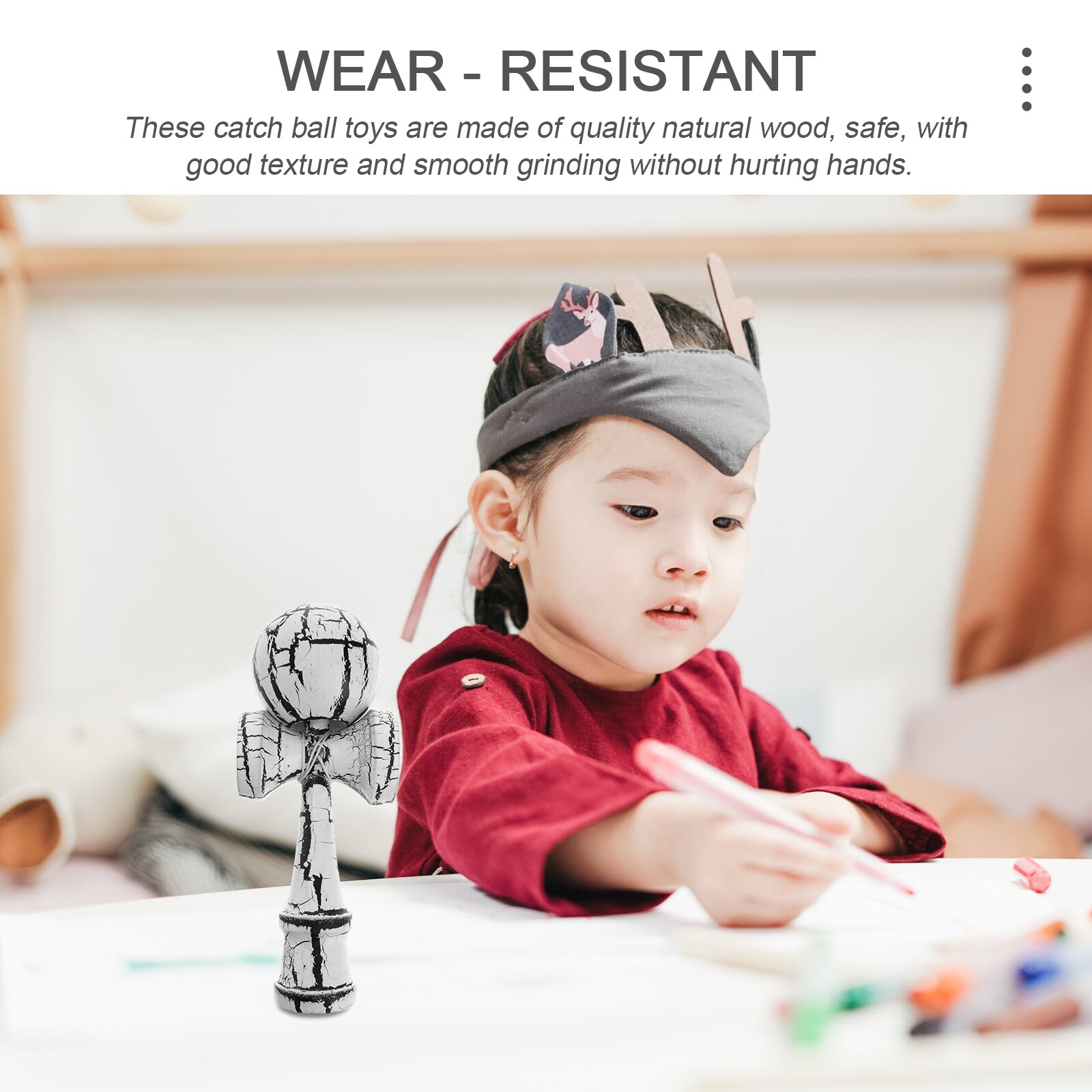 1pc kendama-holzpuzzle-freizeitspielzeug für kinder