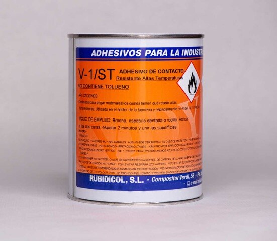Pegamento resistente alta temperatura para tapicería y TECHO COCHE. Lata de 1L. Cola resistente para aplicar con brocha