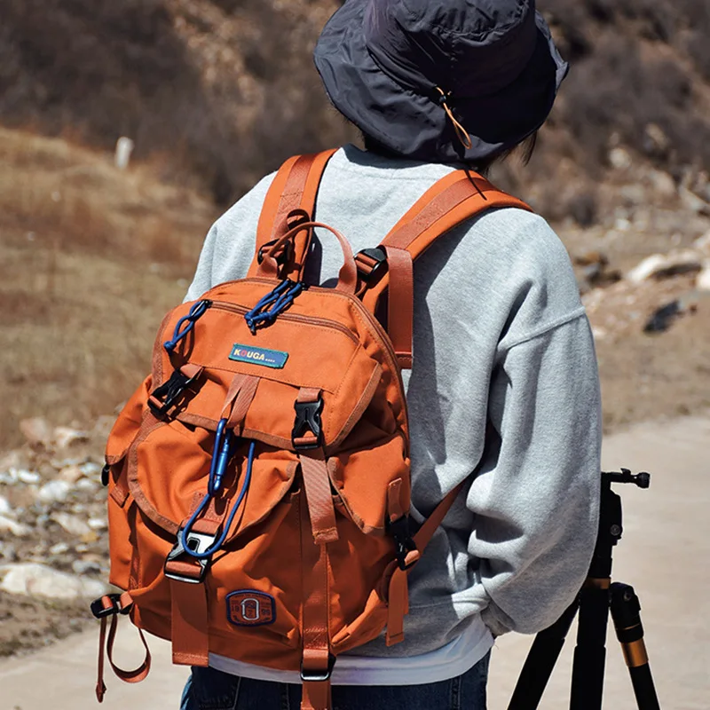 Shine Orange Nylon Backpacks String Water Proof Large Capacity Casual Outdoor Bags for Unisex mochilas
