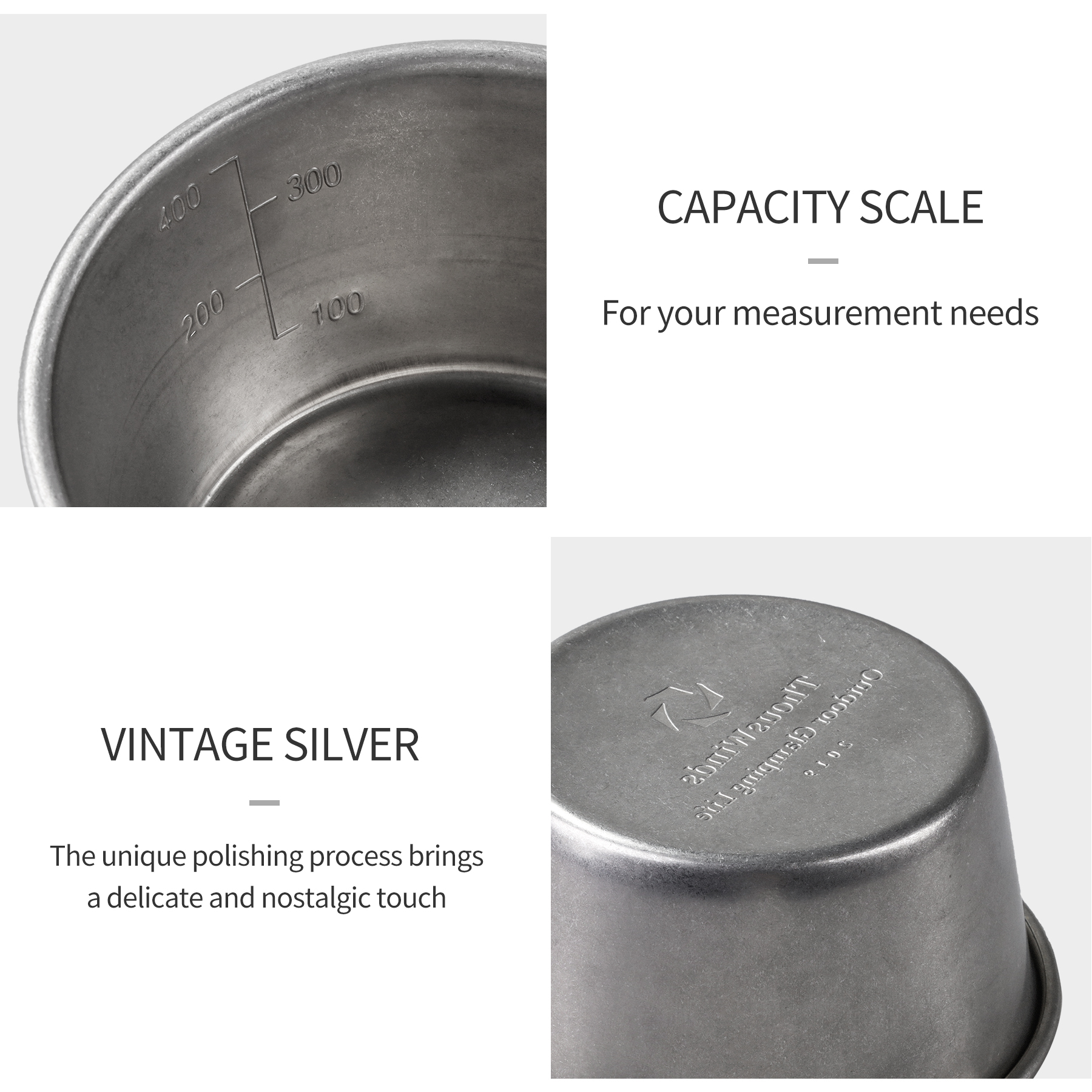 Thous ventos sierra copo com alça utensílios de mesa para acampamento ao ar livre utensílios de mesa 40/280/450ml viajar equipamentos campismo suprimentos