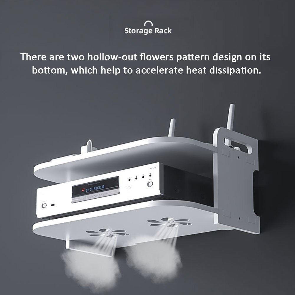 Wall Mount DVD Player Storage Accessories Space Saving TV Box Shelf Router Bracket Double Layer Support Thick Modern Home
