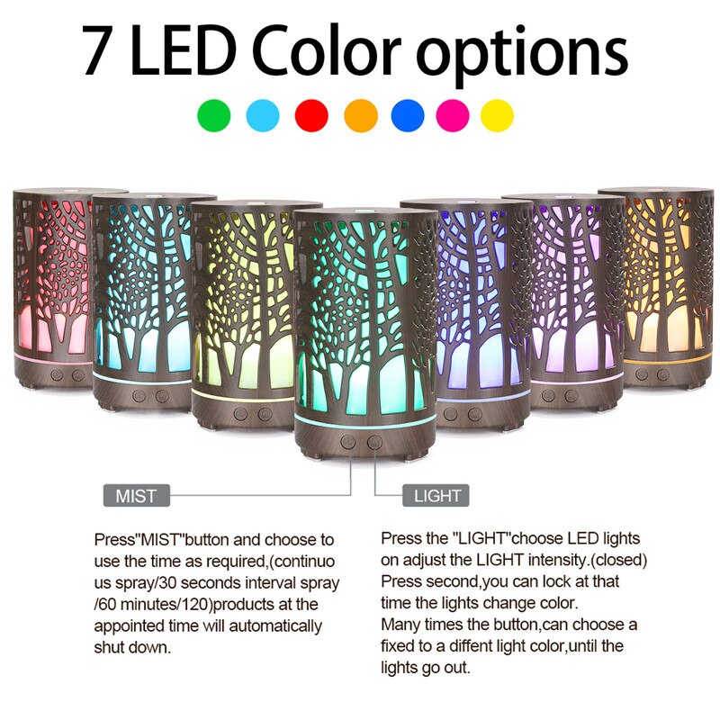 Air Humidifier Aroma Essential Oil Diffuser 7 Colors LED night Light cool mist maker Aromatherapy for Home office bedroom