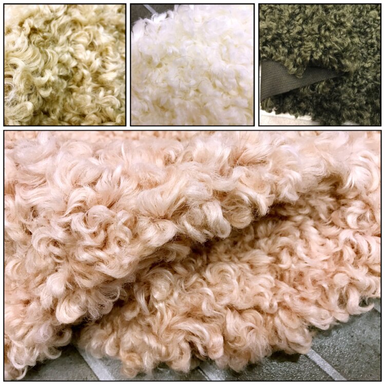 Schapenwol met krullen, geweven imitatiebont, geitenhaar, flanellen bontstof, pluche stof, poppenachtergrondstof, tapijtstof