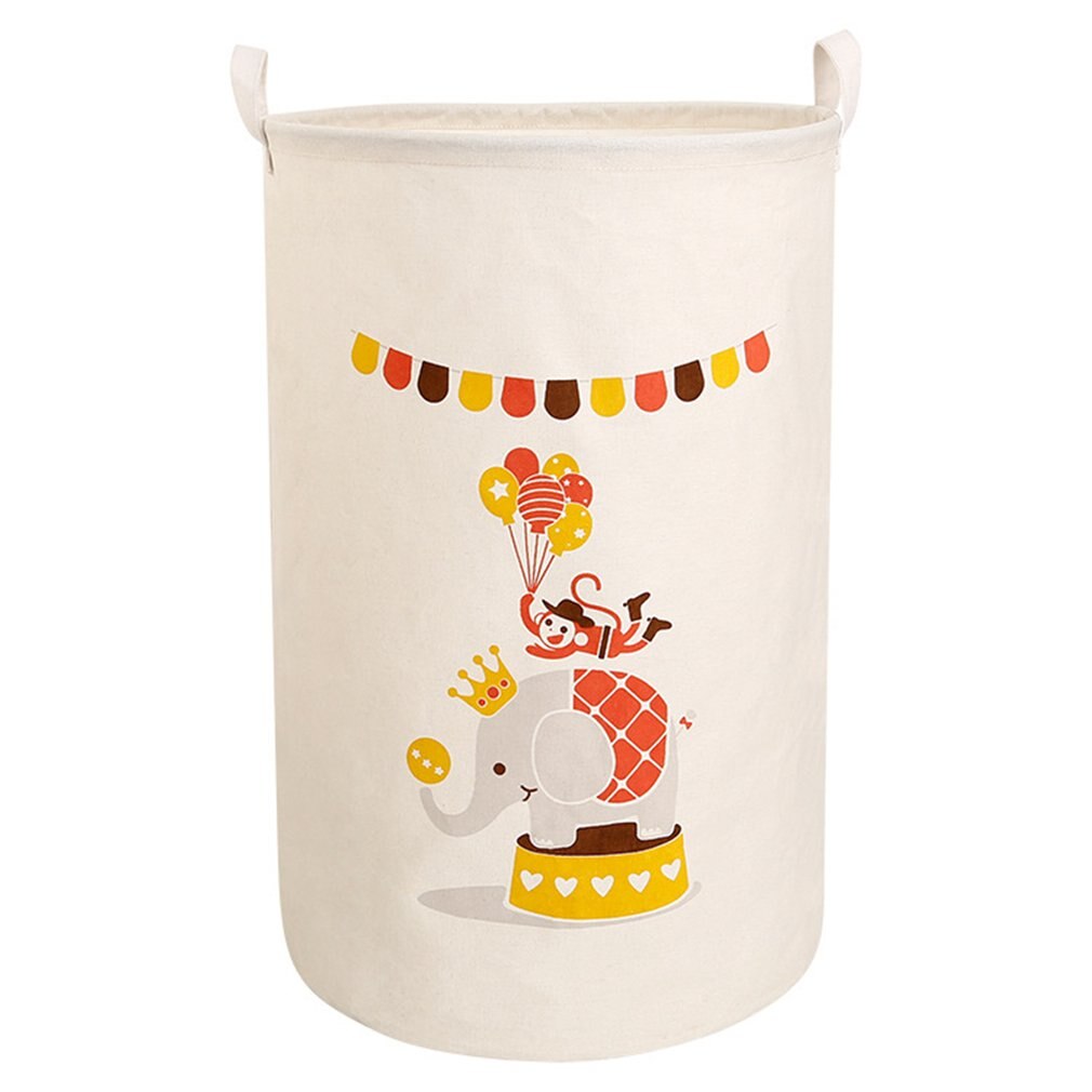 Japan large cartoon storage barrel cotton linen folding laundry basket home toys sundries storage basket