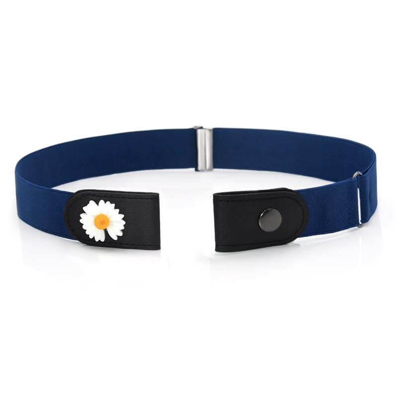 Let bælte uden spænde blomsterbælter til kvinder jeans stretch riem extensible piger usynlig easybelt cinturon: Marine blå