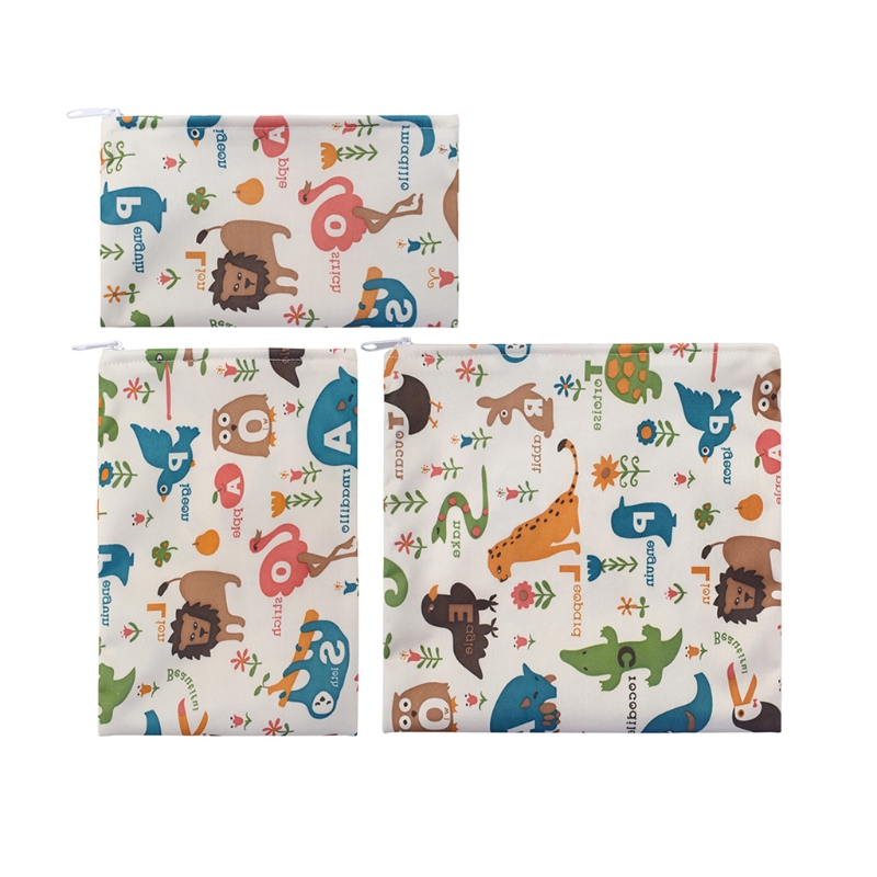 13ME Snack Bags Set of 3 Reusable Washable Waterproof Food Storage Bags for Bread Toast Sandwich Baking Biscuits Storage ​Bags