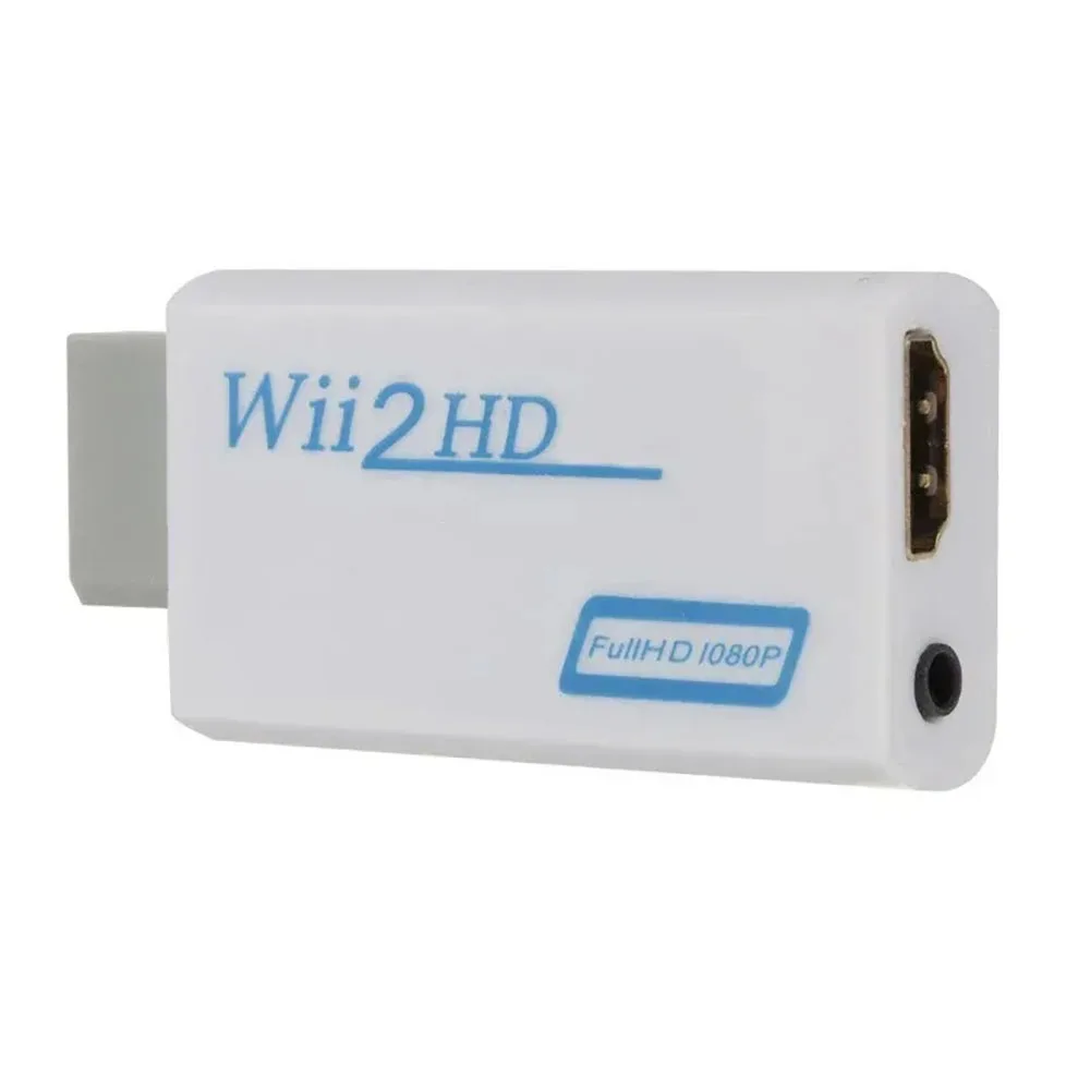 Wii 2 hdmi-konverteradapter 1080p full hd plug & play med 3.5mm ljudutgångar för hdtv pc-skärm display 720p- klar: Vit