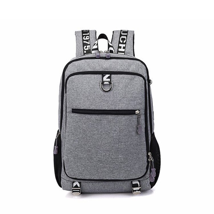 Male backpack man Waterproof USB charging travel School Sport backpack oxford casual laptop backpack Casual For men bag Packs: Gray